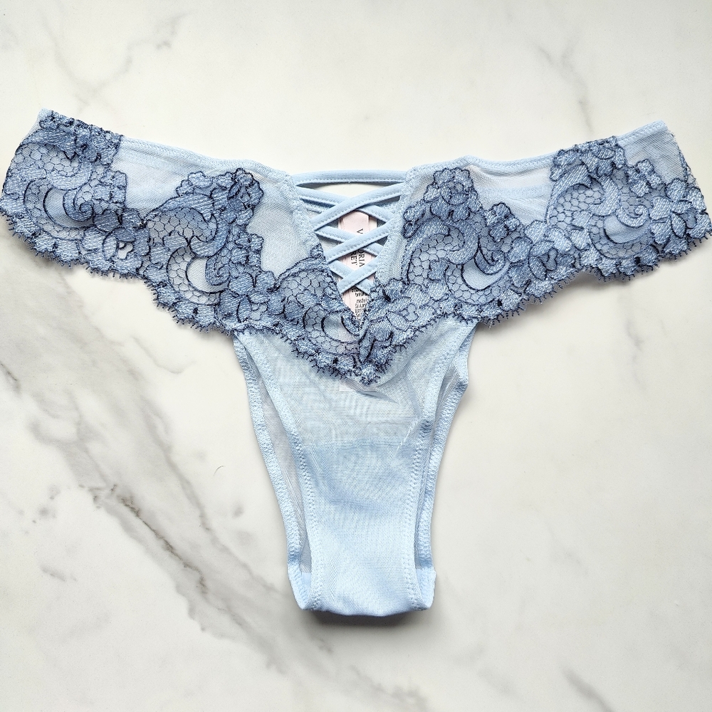 NWT VICTORIA'S SECRET DREAM ANGELS BOHO FLORAL EMBROIDERY BRAZILIAN PANTY IN FAD